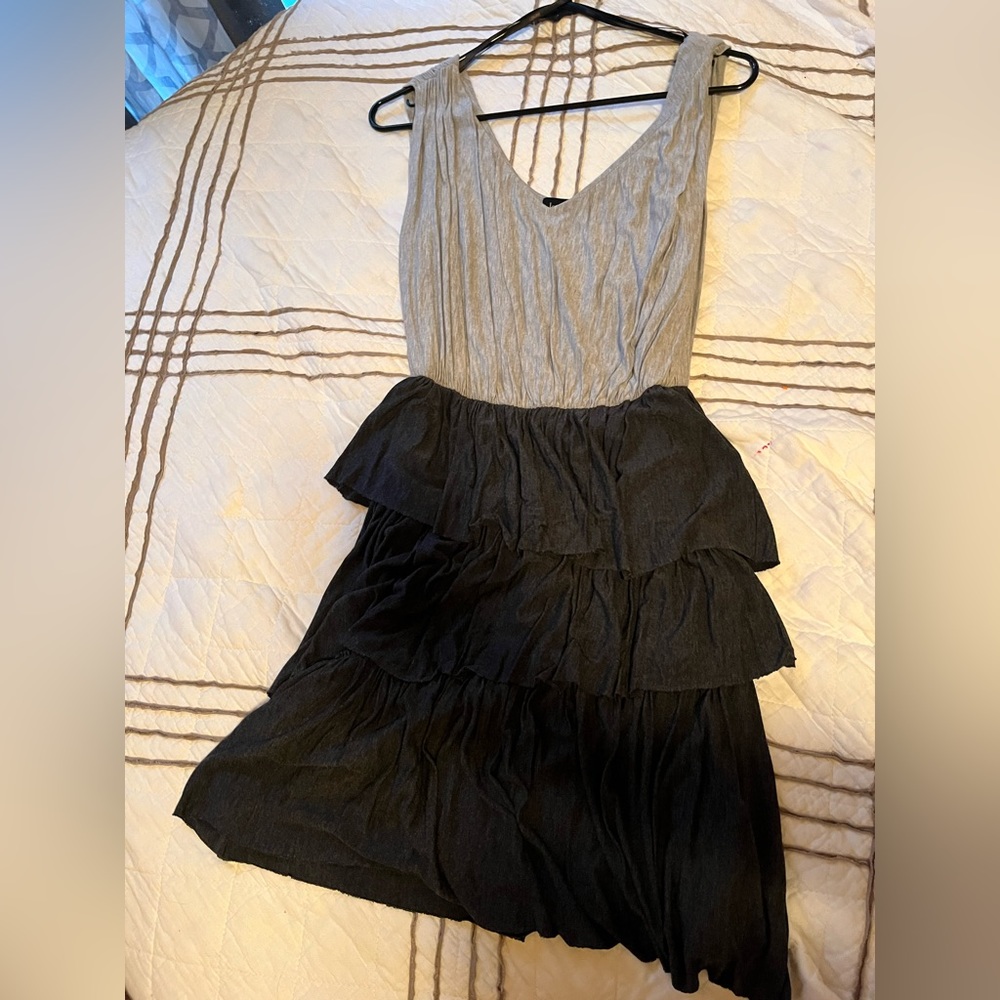 Grey and Black Midi Dress